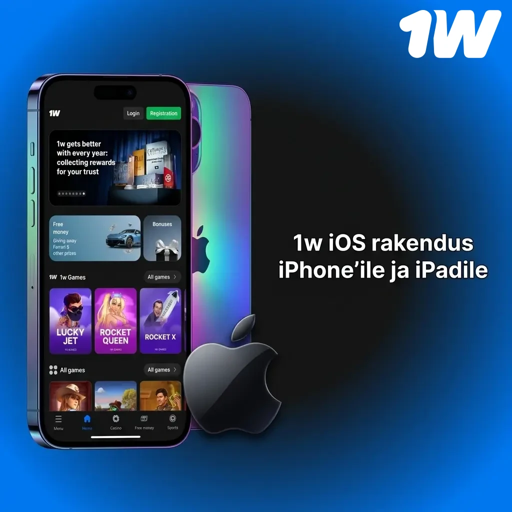 1w iOS rakendus iPhone'ile ja iPadile – tasuta allalaadimine, spordiennustus ja kasiino