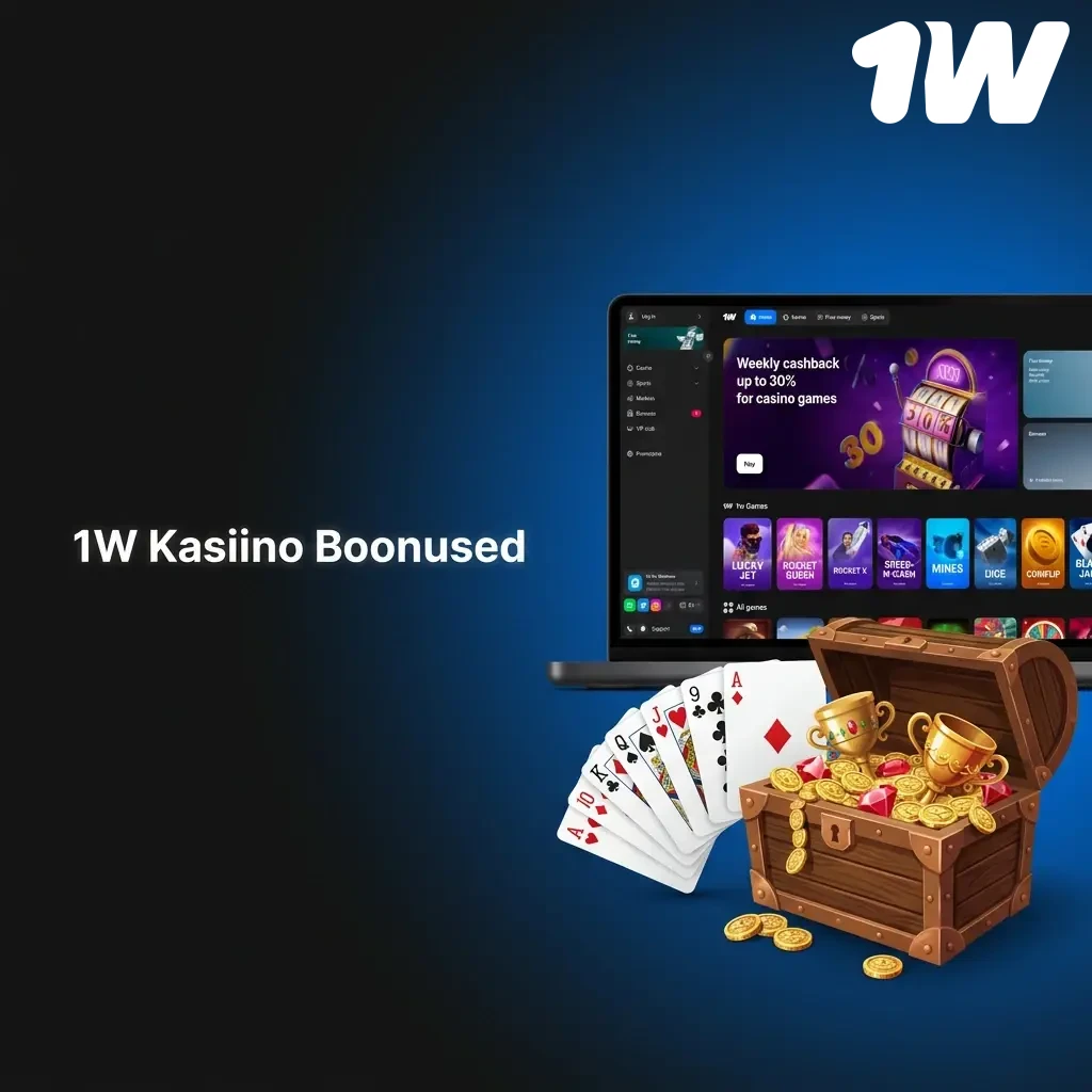 1W Kasiino boonused: kuni 600% tervitusboonus, 500 tasuta keerutust ja 10% cashback iganädalaselt