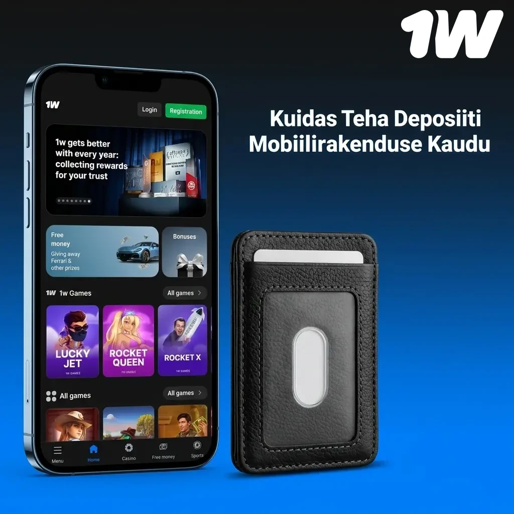 1w mobiilirakenduses deposiidi tegemine – logi sisse, vali maksemeetod ja sisesta summa