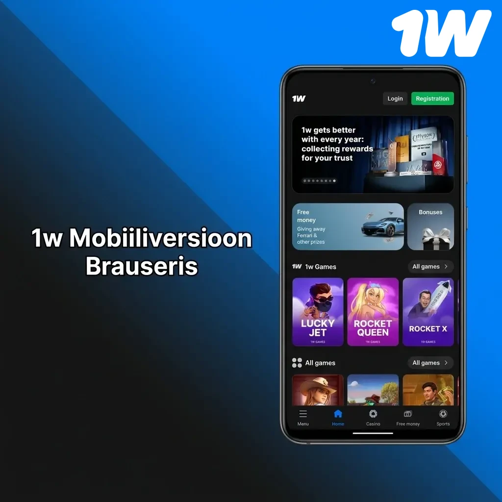 1w mobiiliversioon brauseris – kiire laadimine, täielik funktsionaalsus ja turvaline HTTPS-ühendus nutitelefonis