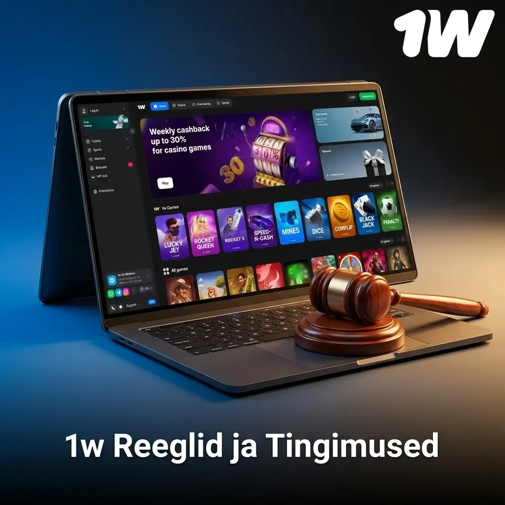 1w kasiinoplatvormi reeglid: vanusepiirang 18+, KYC verifitseerimine, boonustingimused ja keelatud tegevused