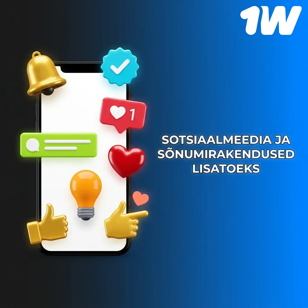 Sotsiaalmeedia ja sõnumirakendused 1W kasiinotugi Telegram WhatsApp Facebook Messenger Twitter kontakt
