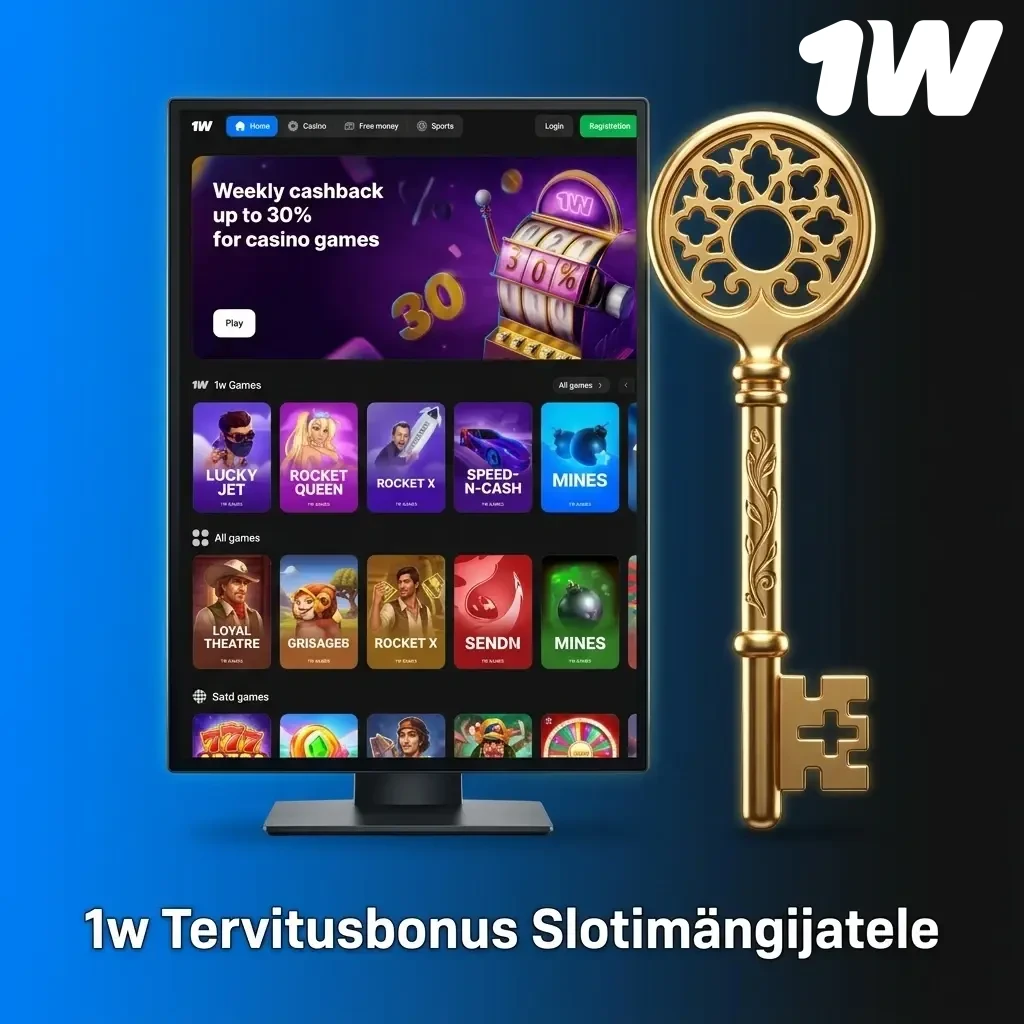 1w kasiino tervitusbonus kuni 600% neljale esimesele deposiidile pluss tasuta keerutused slotimängijatele
