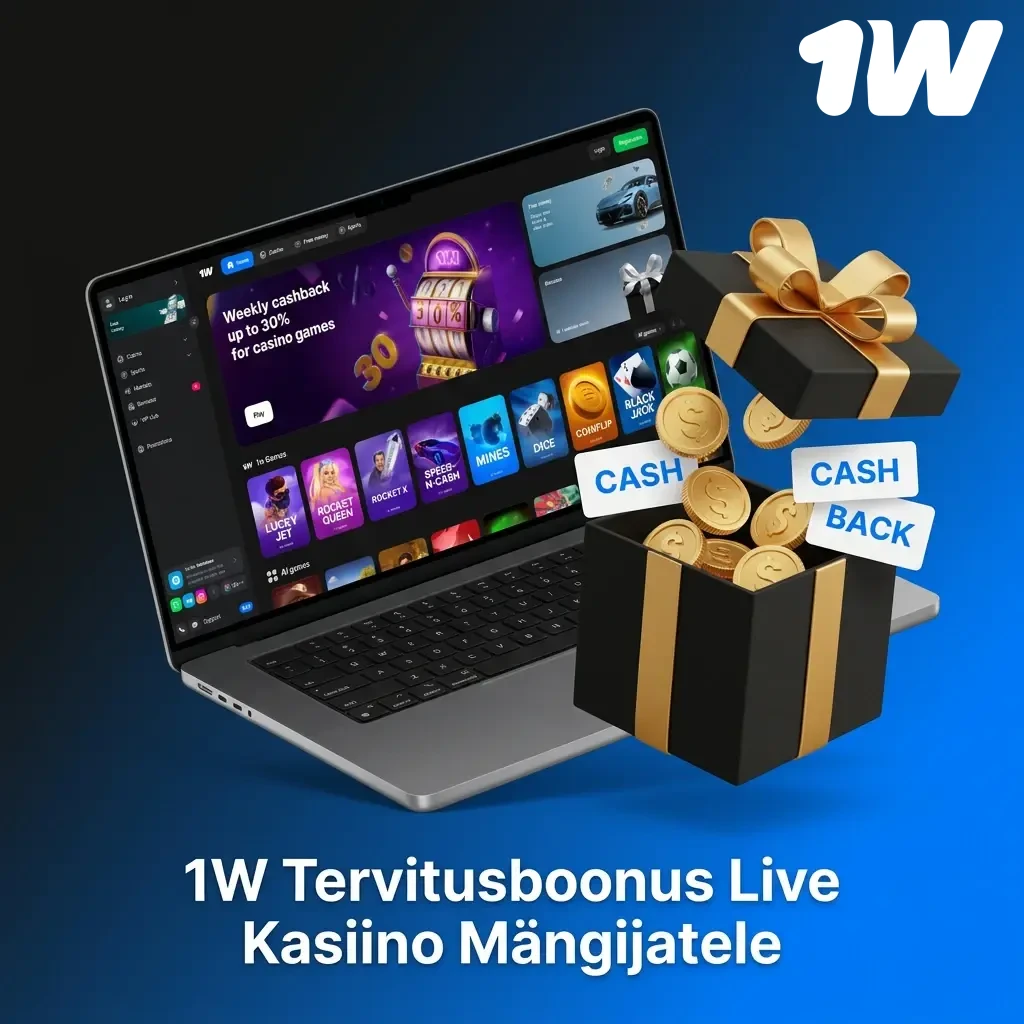 1W tervitusboonus kuni 600% neljale esimesele deposiidile Eesti live kasiino mängijatele