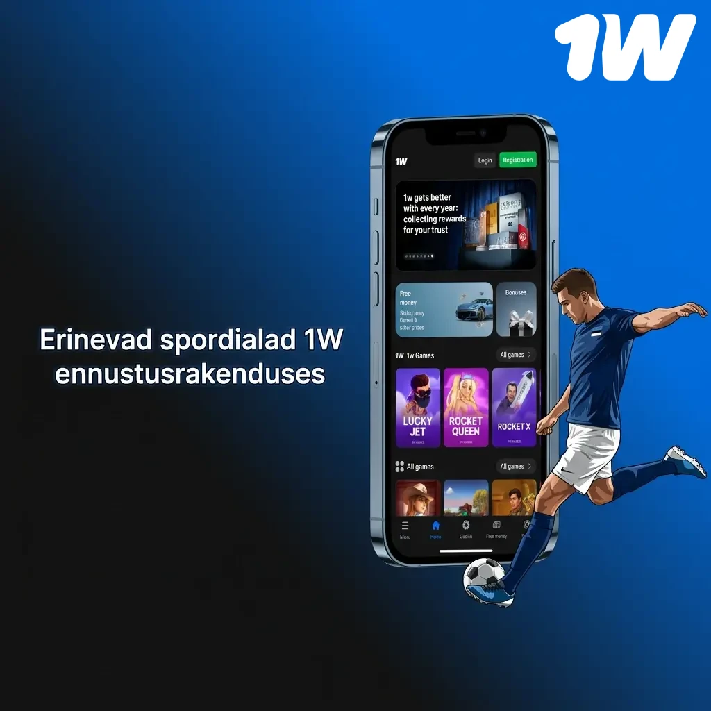 1W ennustusrakenduse spordialad: jalgpall, korvpall, tennis, e-sport ja muud – LIVE ja LINE panused