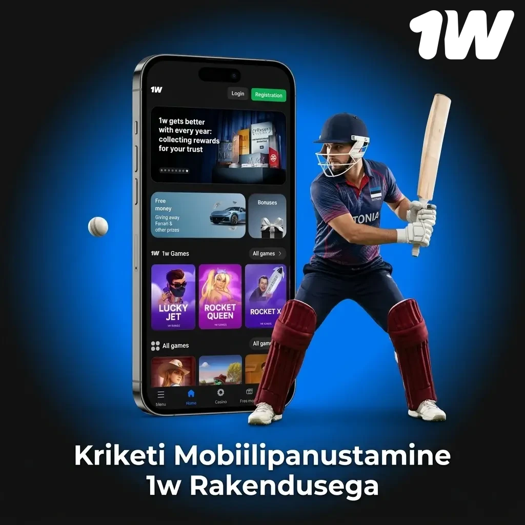 1w mobiilirakendus kriketipanustamiseks Androidil ja iOS-il – lae alla ja panusta reaalajas