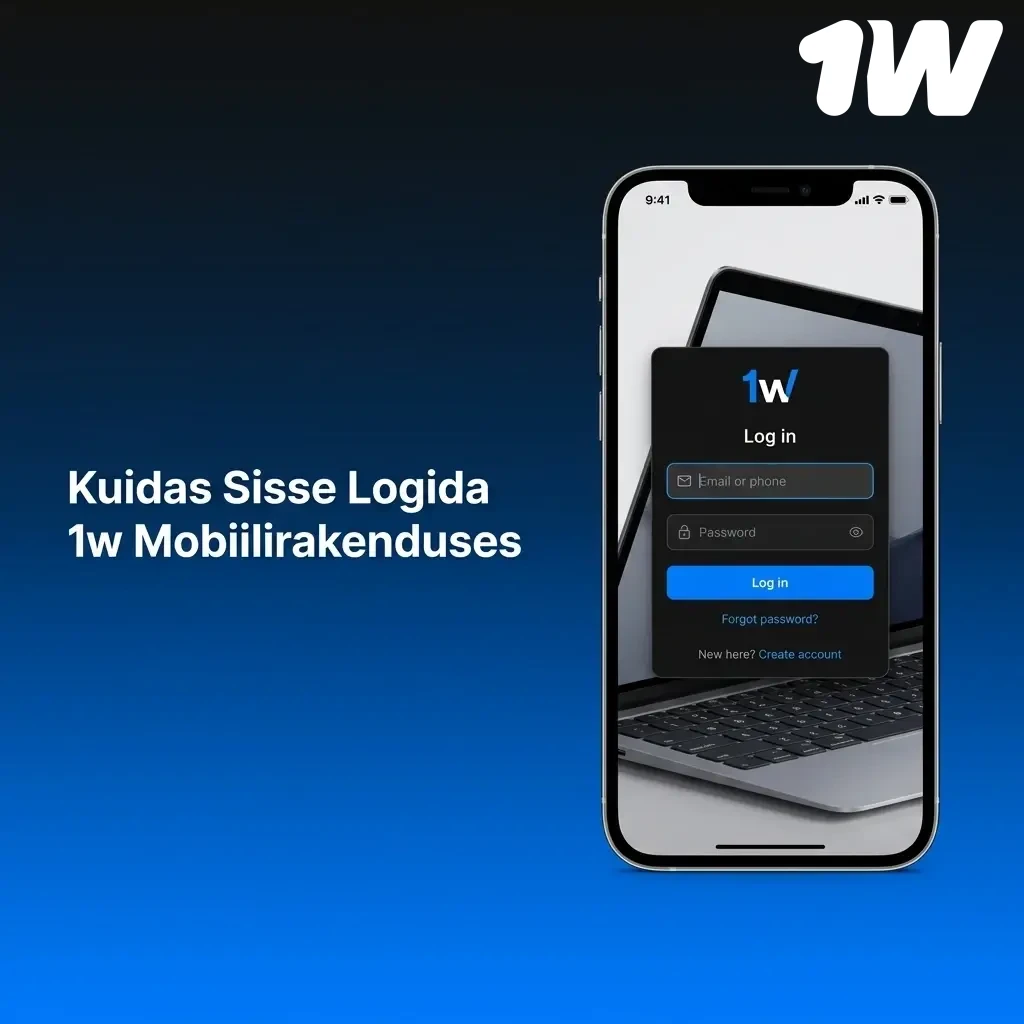 Kasutaja logib sisse 1w mobiilirakendusse, sisestades e-posti aadressi ja parooli