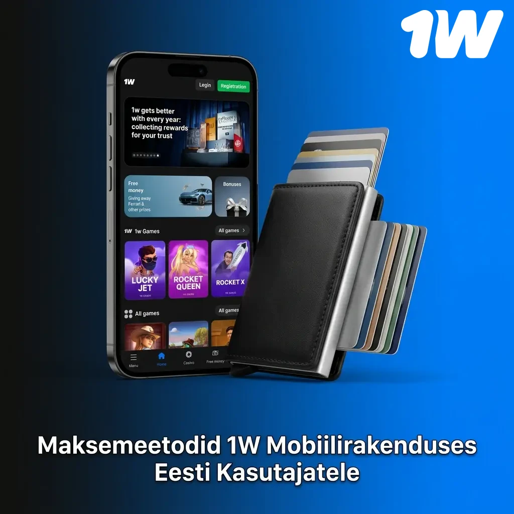 1W mobiilirakenduse maksemeetodid Eesti mängijatele: Visa, Mastercard, Skrill, krüpto ja pangaülekanne